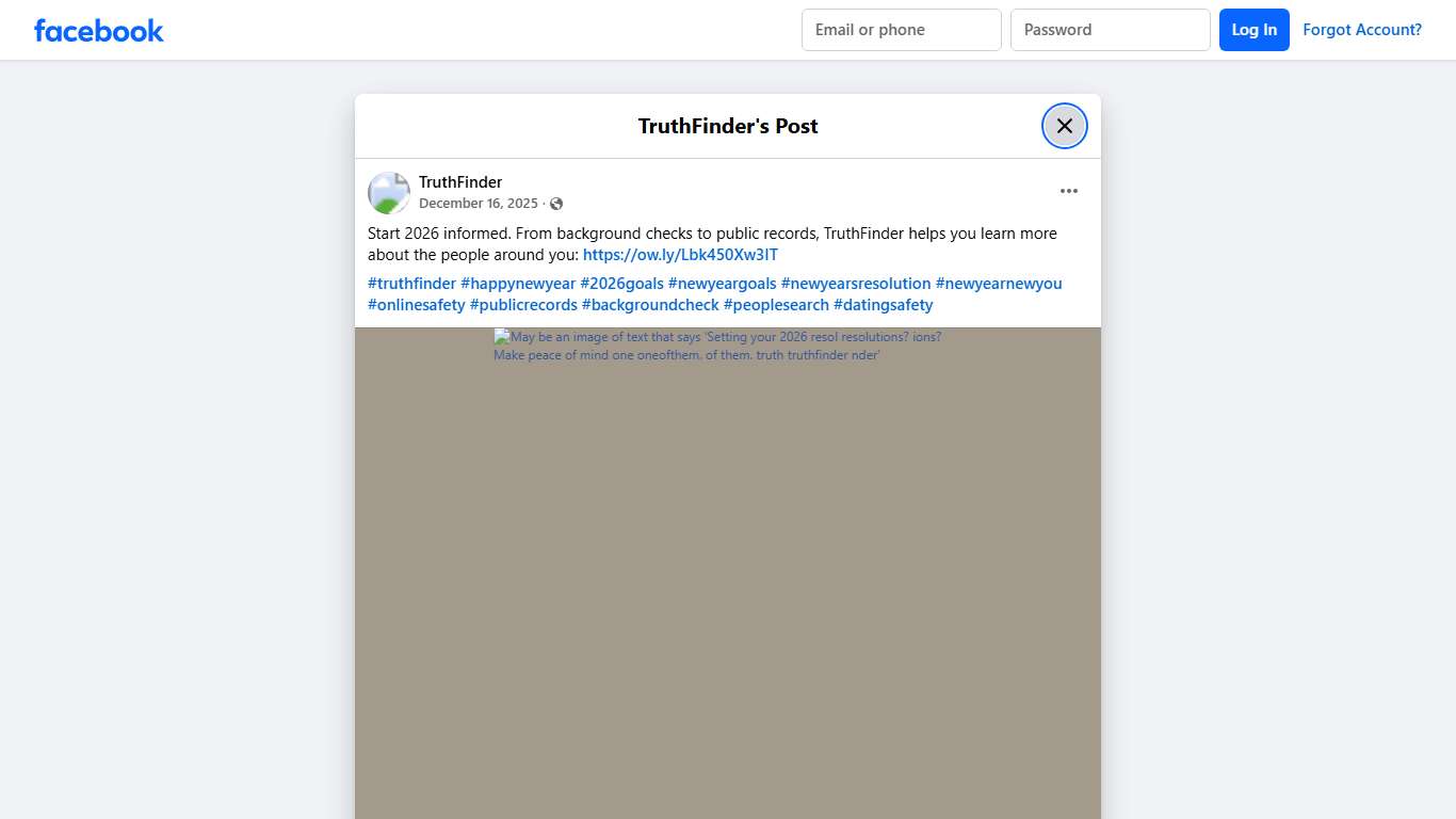TruthFinder - Start 2026 informed. From background checks... Facebook